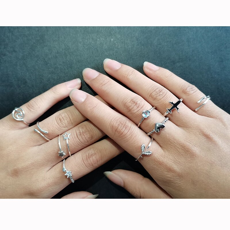 INZATT Real 925 Sterling Silver Zircon Round Triangle Cross Adjustable Ring For Women Fine Jewelry Punk Accessories