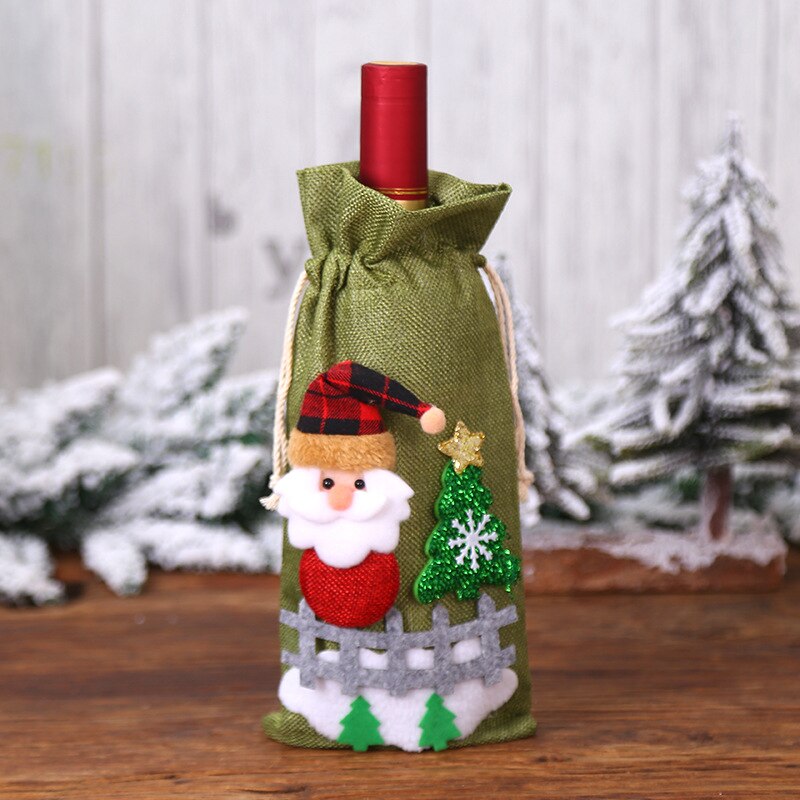 Christmas theme Bottle Wine Cover Bag,Snow Man Wine Bottle Wrapper Xmas Home Decor: 6