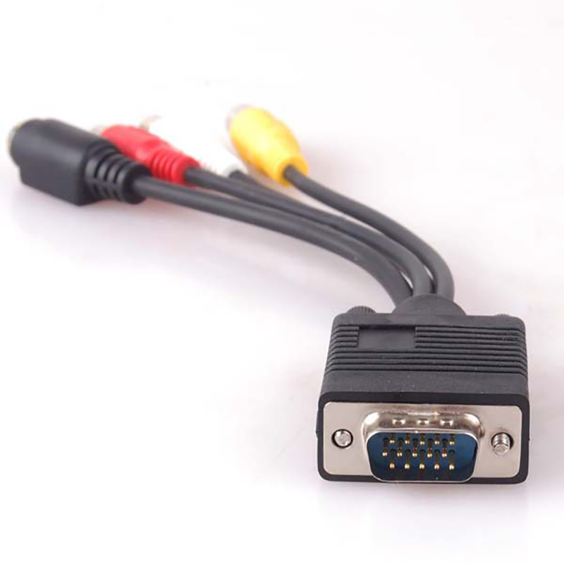 1PCS VGA SVGA to S Video 3 RCA Converter AV TV Out Cable Adapter RCA Female Connector Video Cable for Laptop PC HDTV Monitor