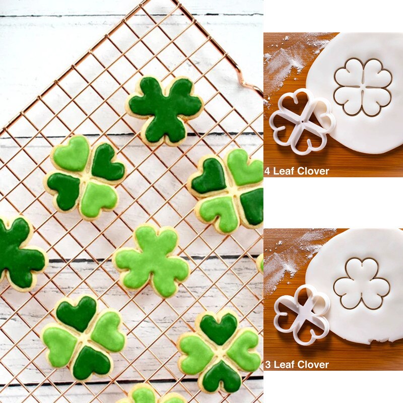 Vier Klavers Cookie Cutter Lucky Bakvorm Voor St. Patrick &#39;S Day Cookie Run Mold Fondant Bakken Tool Keuken accessoires