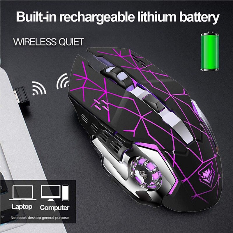 2.4Ghz Wireless Optical Computer X8 Mouse Wireless Charging Game Mouse Mute Luminous Mechanical for Gamer PC