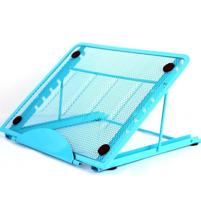 Shellnail Adjustable Laptop Stand Folding Cool Mesh Bracket Desktop Office Tablet For iPad Heat Reduction Holder Mount Support: Blue
