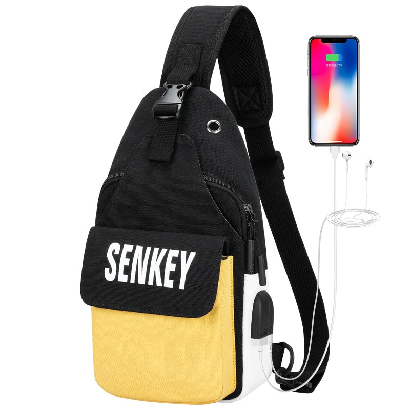 Boshikang USB Ladung Männer der frauen Schlinge Tasche Brust Packts Taille Tasche Hüfte hüpfen Crossbody Reise Brust Tasche Weibliche