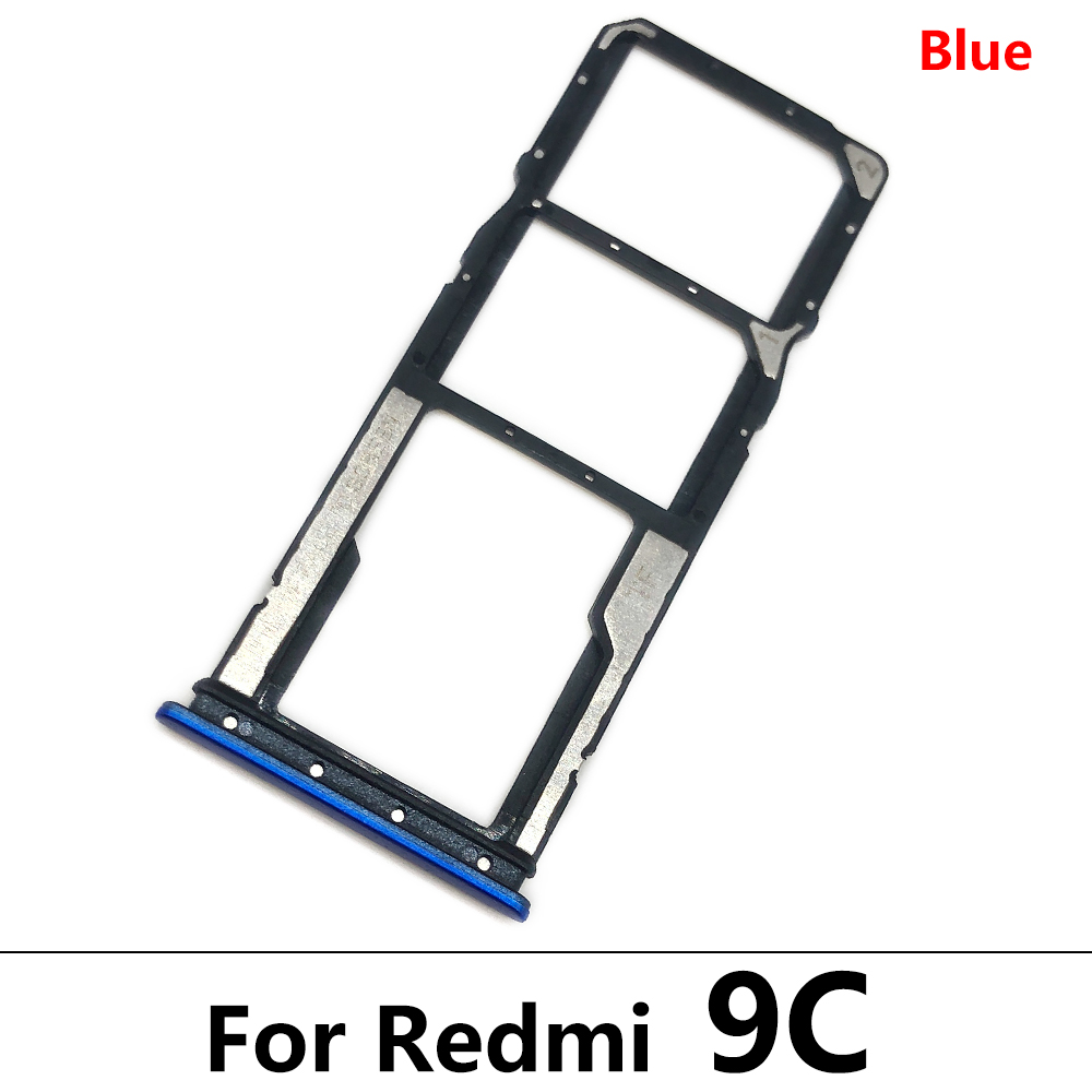 Sim Kaart Lade Voor Xiaomi Redmi 9A 9C 9T Sim Card Tray Slot Houder Adapter Socket Reparatie Onderdelen: 9C blue