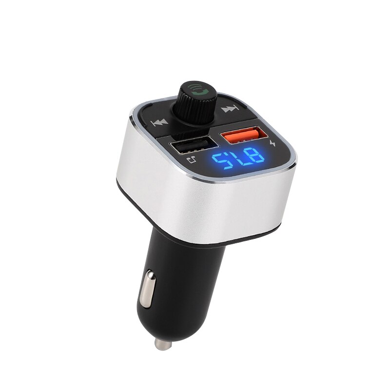 Onever voiture lecteur Mp3 adaptateur Bluetooth 5.0 FM émetteur lumière colorée double USB chargeur de voiture détection de tension: Argent