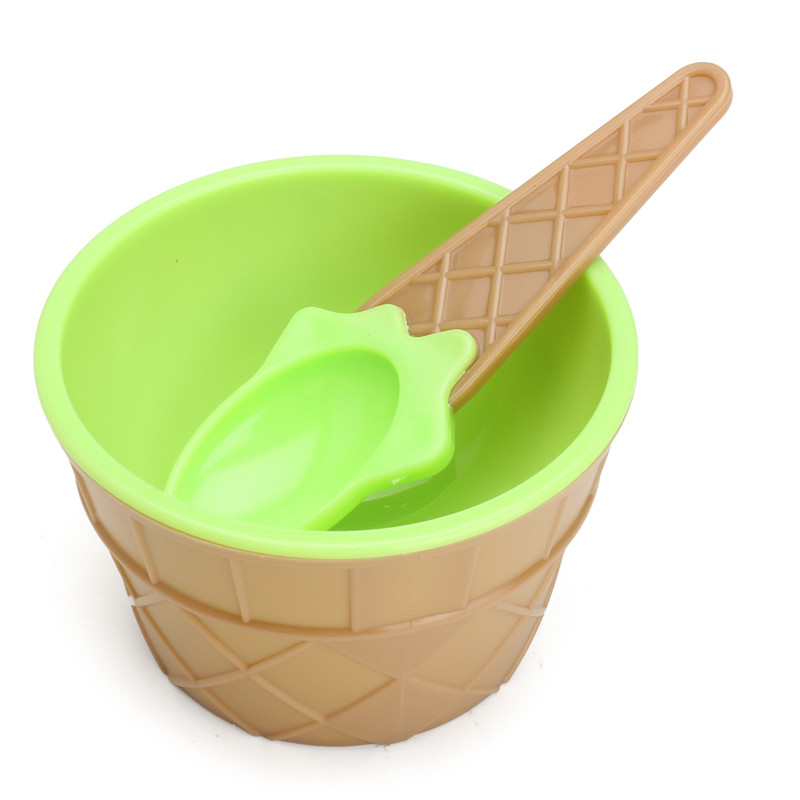 KiWarm Leuke 6 Pcs Kinderen Plastic Ijs Kommen met Lepels Duurzaam Dessert Kom 6 Kleuren DIY Container Gereedschap