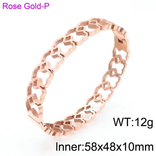 Pulsera ahuecada de oso encantador de acero de titanio, pulsera de acero inoxidable que nunca se decolora, producto de joyería para mujeres, , lujoso: Rose Gold