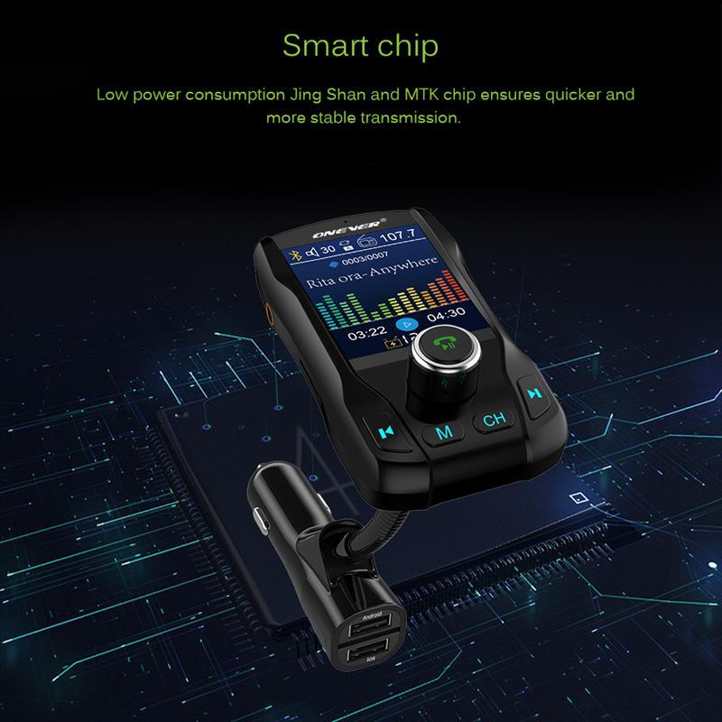 Wireless Bluetooth FM Transmitter Color Screen Modulator Car MP3 Audio Hands-free Car Kit 1.8 Inch with 5V 3.1A Dual USB