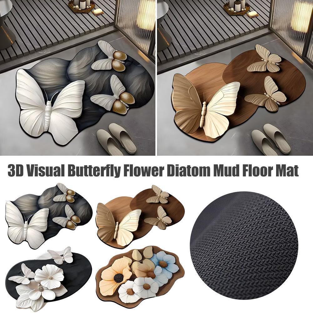 3d visuelle effekter sklisikker gulvmatte hurtigtørkende dusjteppe blomstermønster kiselalger gjørmeabsorberende teppe dårlig 40 x 60cm