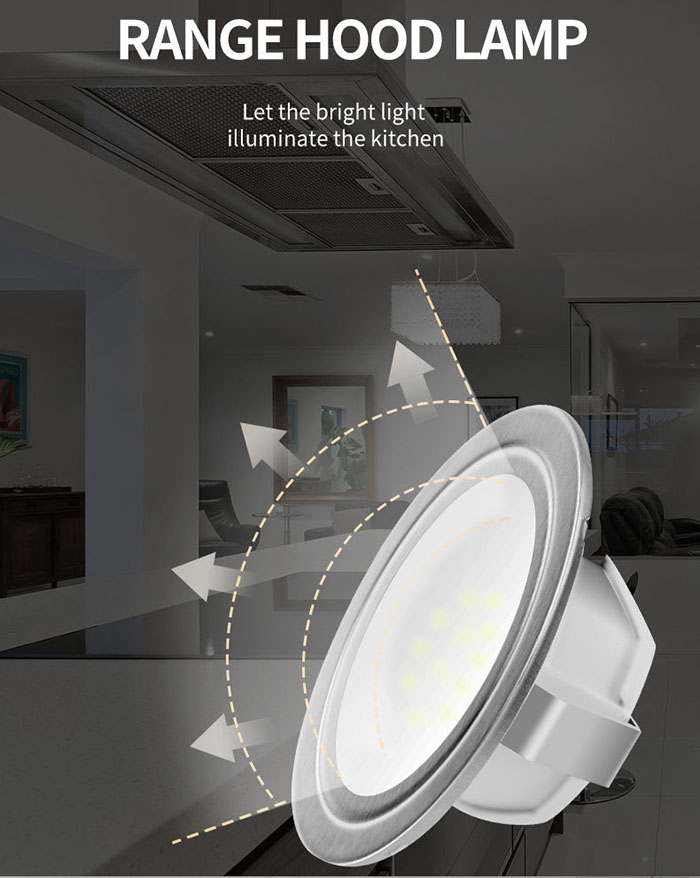 Bombilla LED para capó de cocina de 2 piezas, 2,5 W, 220-240V, para cocina con orificio de 60mm, iluminación debajo del armario, equivalente a bombilla halógena de 20W