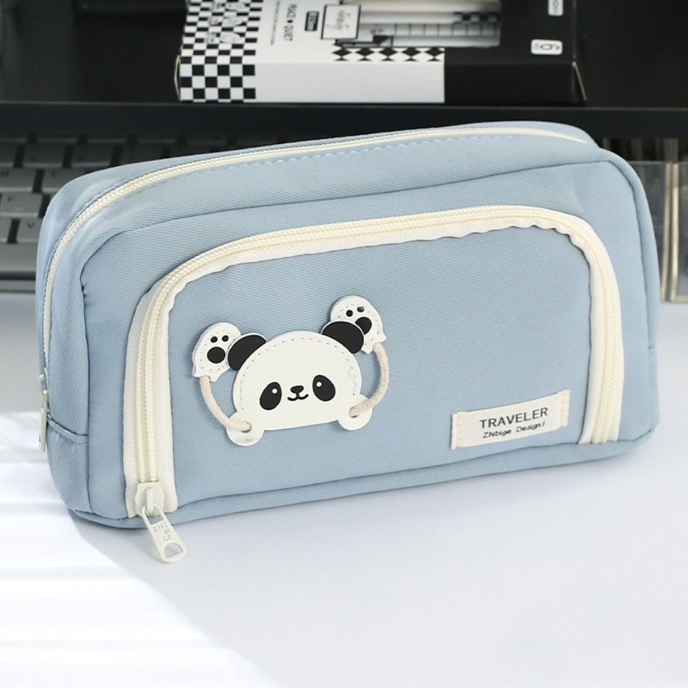 Large Capacity Pencil Bag Aesthetic Stationery Bag Pen Case Girls Zipper Pencil Pouch School Supplies: Red