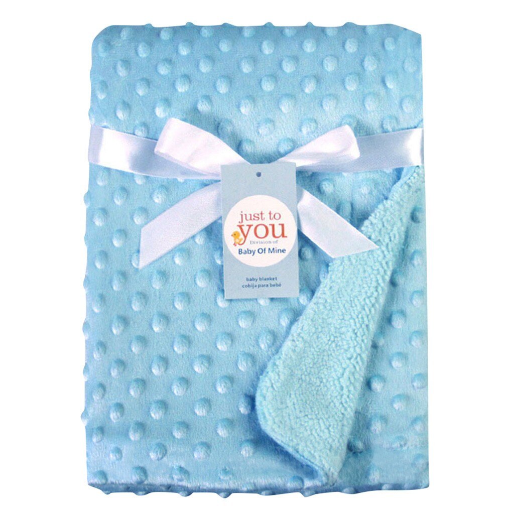 Nyfødt baby tæppe og indpakning termisk blødt fleece tæppe sengetøj dyne klapvogn søvnovertræk spædbarn indpakning barn badehåndklæde: Blå