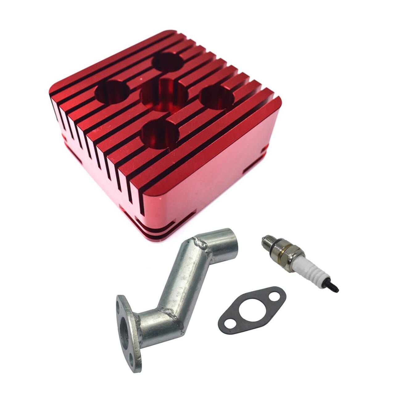 CNC Square Cylinder Head & Spark Plug For 80cc Engine Motorized Bicycle