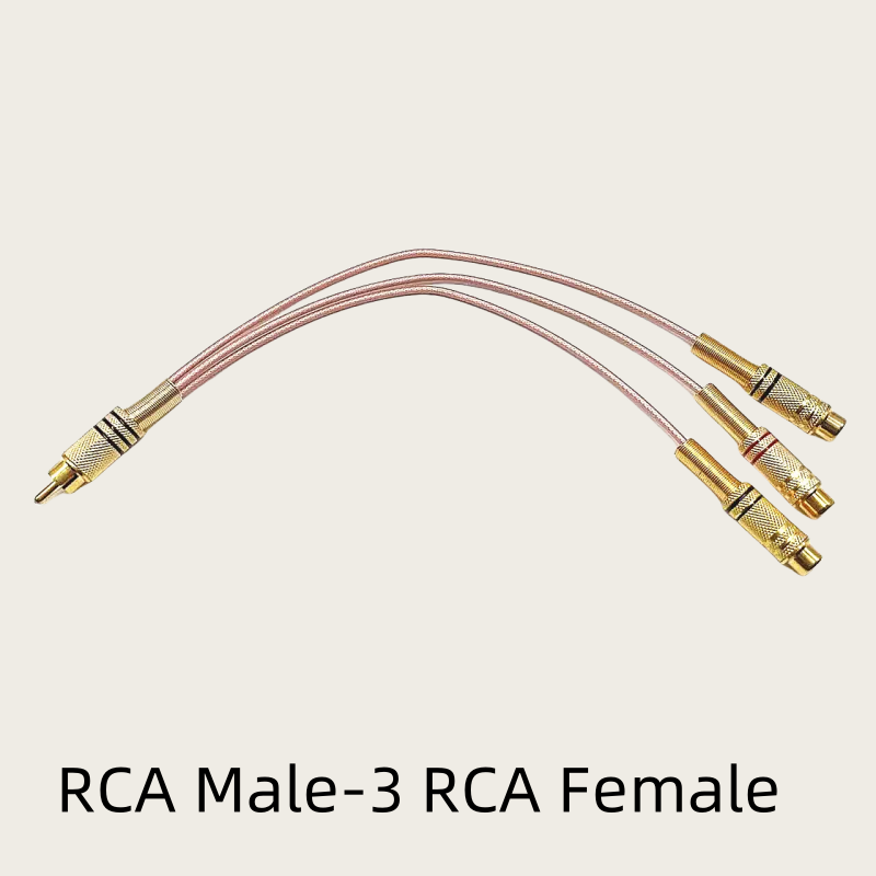 RCA auf 2X 3X RCA Männlich Weiblich Y-förmigen Splitter combiner schwanz faser RG316 kabel AV Adapter Energie verstärker Audio- kabel: Braun / 4P