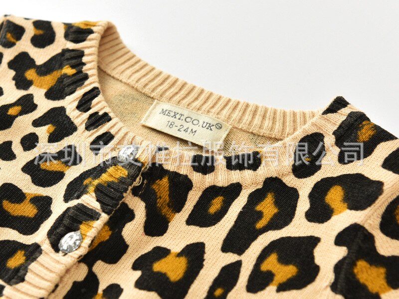 Kinderen kindertrui herfst lente babymeisje vest luipaardprint casual bovenkleding jas kleding 18m-6t