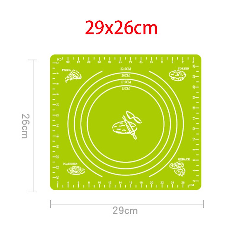 Antihaft Silikon zurück Skala matt Ofen rollen Teig Pad Lebensmittel Klasse Backen rollen Fondant Gebäck Matten Kuchen Kochen Werkzeug Neue: 29x26cm Grün