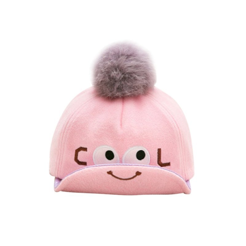 Baby peuter jongen meisje pet snapback pet pet met klep schattige oog bedrukte bontbal baseball pet 6-24m: P