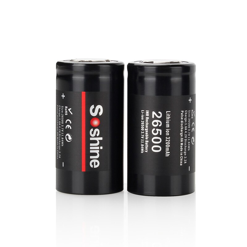 2 Stks/partij Originele Soshine 3.7V 3200Mah 26500 Oplaadbare Batterij Li-Ion Batterijen Cell Verkoop