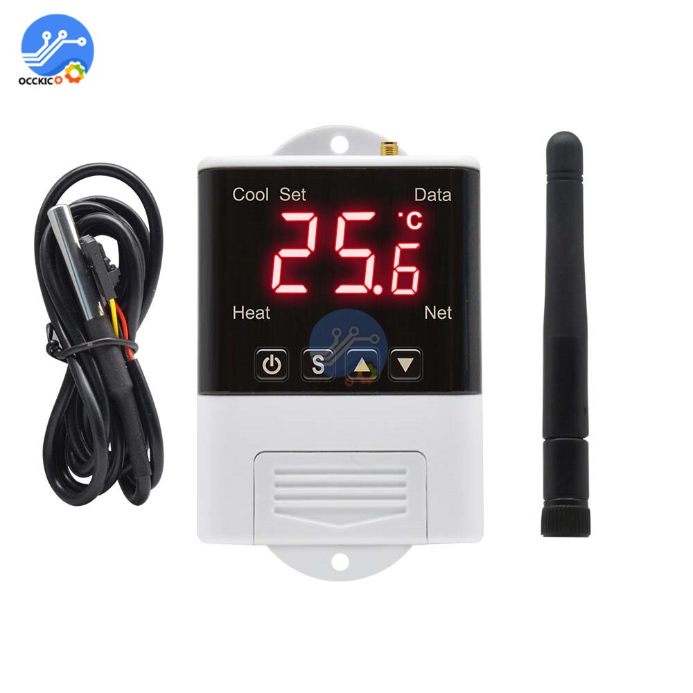 Controlador de temperatura inalámbrico con Wifi, termostato AC110-220V DS18B20, Sensor NTC, pantalla Digital, Control por aplicación para Smart Home y Aquariu: DTC2201 DS18B20