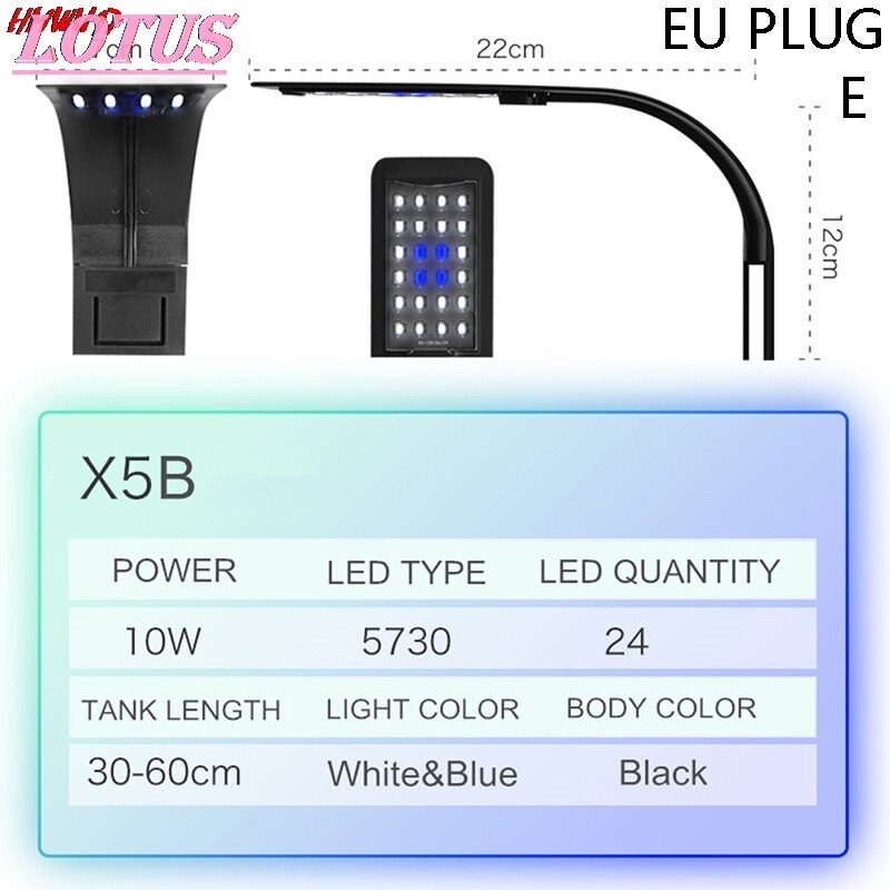 Super Slim Led Aquarium Licht Waterplanten Grow Light Waterdicht Clip-On Lamp Aquarium: E