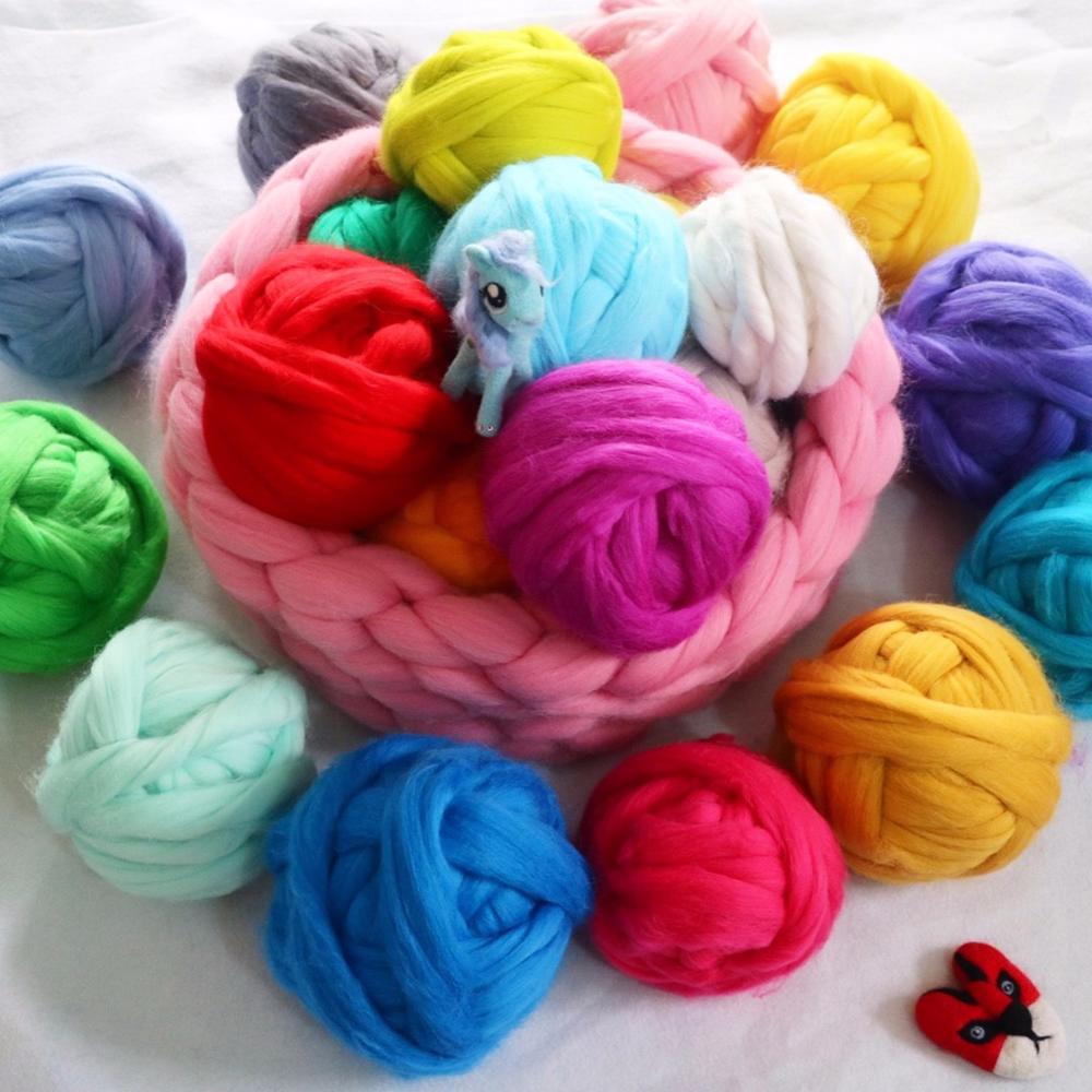 100g 20 colors Needle Felting Wool Soft Felting Wool Tops Roving Spinning Weaving Wool Fiber For DIY Crafts Needlework