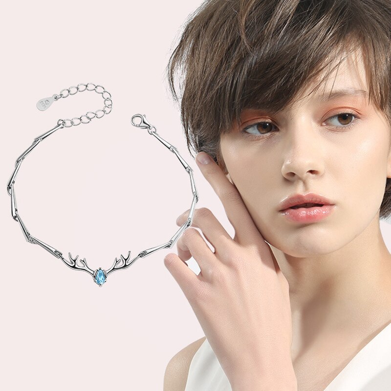 Korea 925 Sterling Silver antlers Bracelets & Bangles Personality Bracelet For Women Girls Lady Party 1Y938
