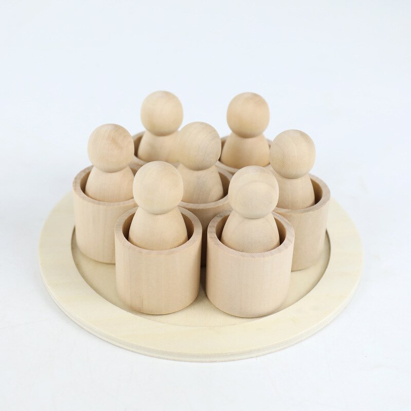 Montessori Wooden Rainbow Block Colorful Wooden Toys Matching Rainbow Stacker Learning Educational Counting Toy: NO 8