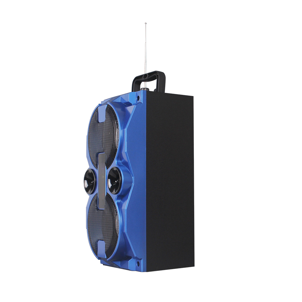 Tragbarer, kabelloser bluetooth-lautsprecher für den außenbereich mit stereo-subwoofer, ukw-radio, led-beleuchtung, tf- und usb-wiedergabe sowie aux-eingang.: Blau