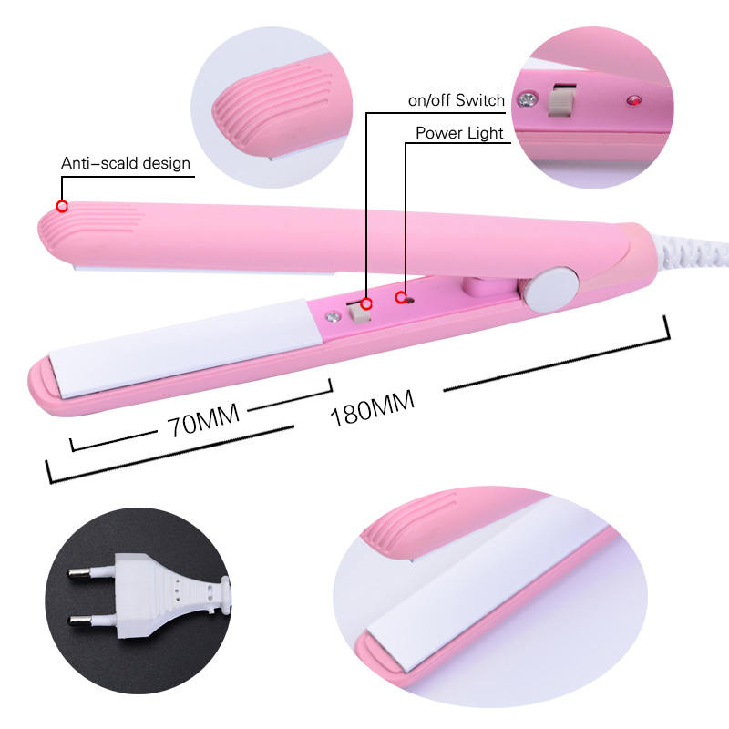 Mini krøller hår rettejern rosa keramisk krølltang bølgeblikk hår jern stylingverktøy volum hårkrøller eu adapter