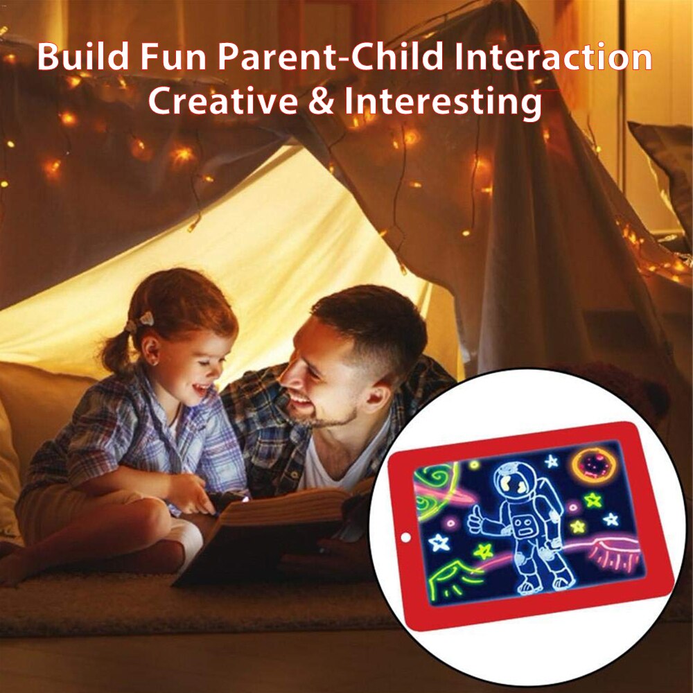 Art 3d Magic Drawing Board Tablet Led Writing Board Glowing Plastic Pad Educational Set Christmas for Kids