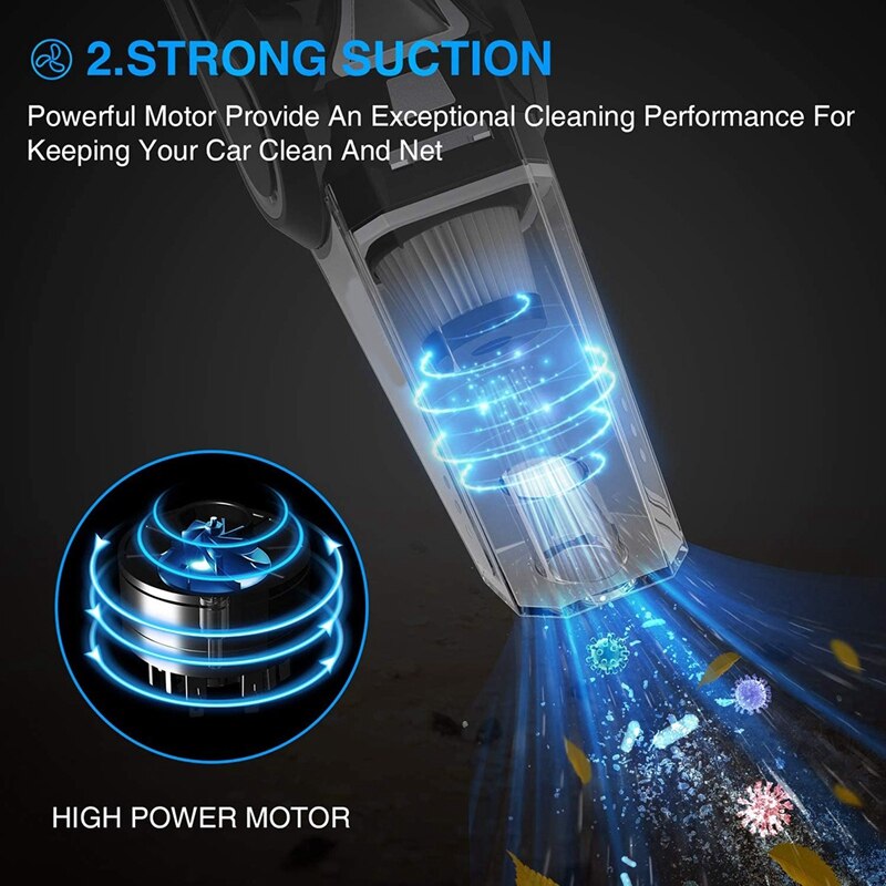 4 in 1 draagbare autostofzuiger met luchtcompressor led-lampje 120w nat- en droogzuiger stofzuiger