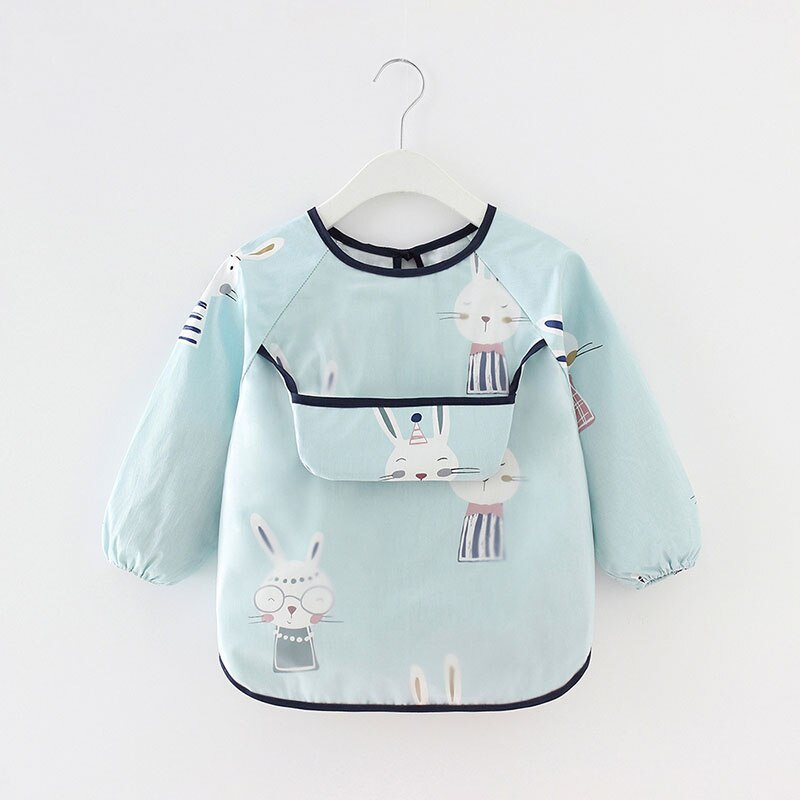 Cute Cartoon Baby Bibs Waterproof Infant Eating Long Sleeve Apron Children Drawing Art Smock Burp Cloth with Pocket: style2