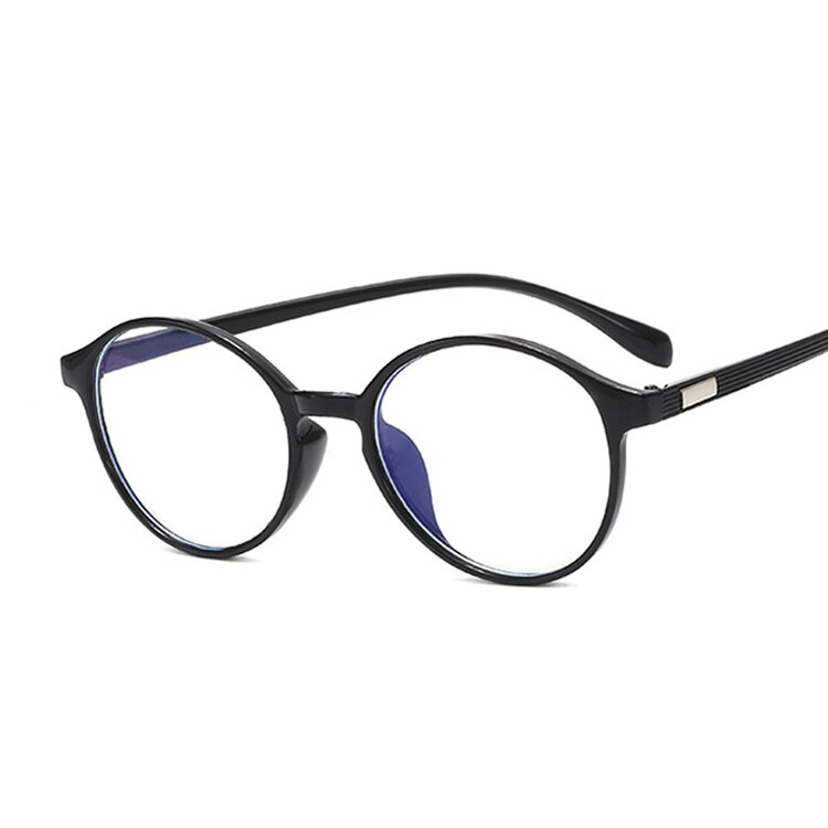 Cute Cat Eye Glasses Women Round Lens Optical Eyeglasses Transparent Plastic Frame Eyewear Anti Blue Comfort Spectacle: Bright Black