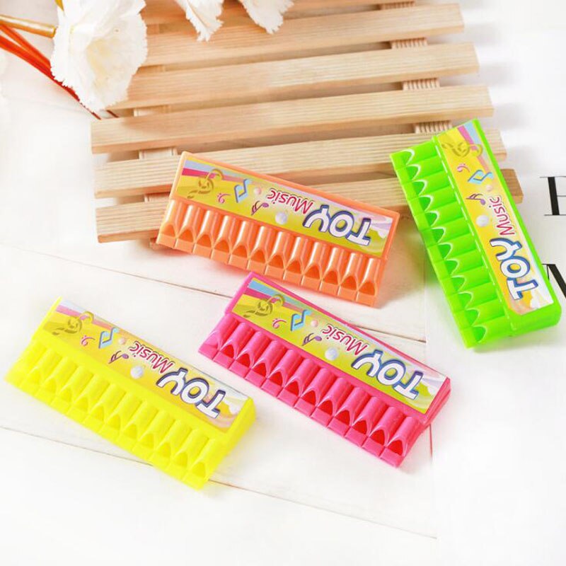 10 stuks / partij kinderen plastic speelgoed mini mondharmonica cartoon mondharmonica spelen klein muziekinstrument speelgoed