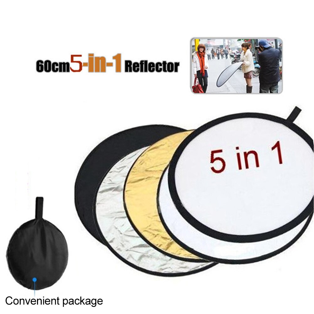 5 In 1 Praktische Inklapbare Ronde Draagbare Multi Foto 60Cm Accessoires Outdoor Flitslicht Studio Fotografie Reflector