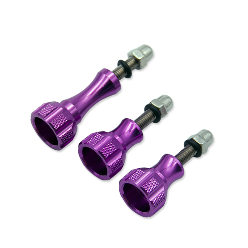 3 uds perilla de pulgar de aluminio tornillo para GoPro Hero 7 6 5 4 Xiaomi Yi 4K Sjcam SJ4000 H9 funda trípode montaje Cam accesorio más: Color púrpura