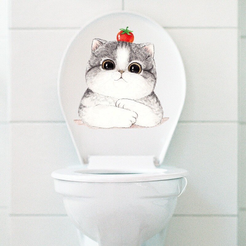 Tre rater kat wallsticker sød killing til børneværelse dekoration hjem gør-det-selv tilbud toiletklistermærker kat sjove bilklistermærker