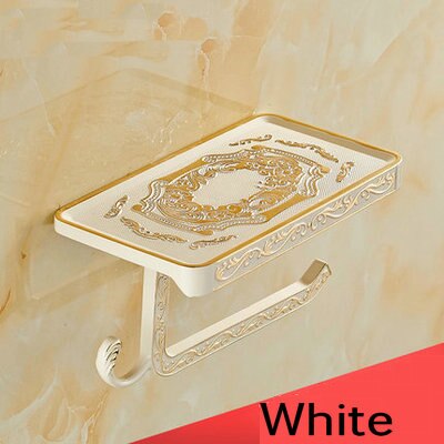 Toilettenpapierhalter Handyhalter Mit Haken Schlecht-accessoires Papier Regal Telefon Aufhänger Antike/Gold/Schwarz/Chrom: Weiß