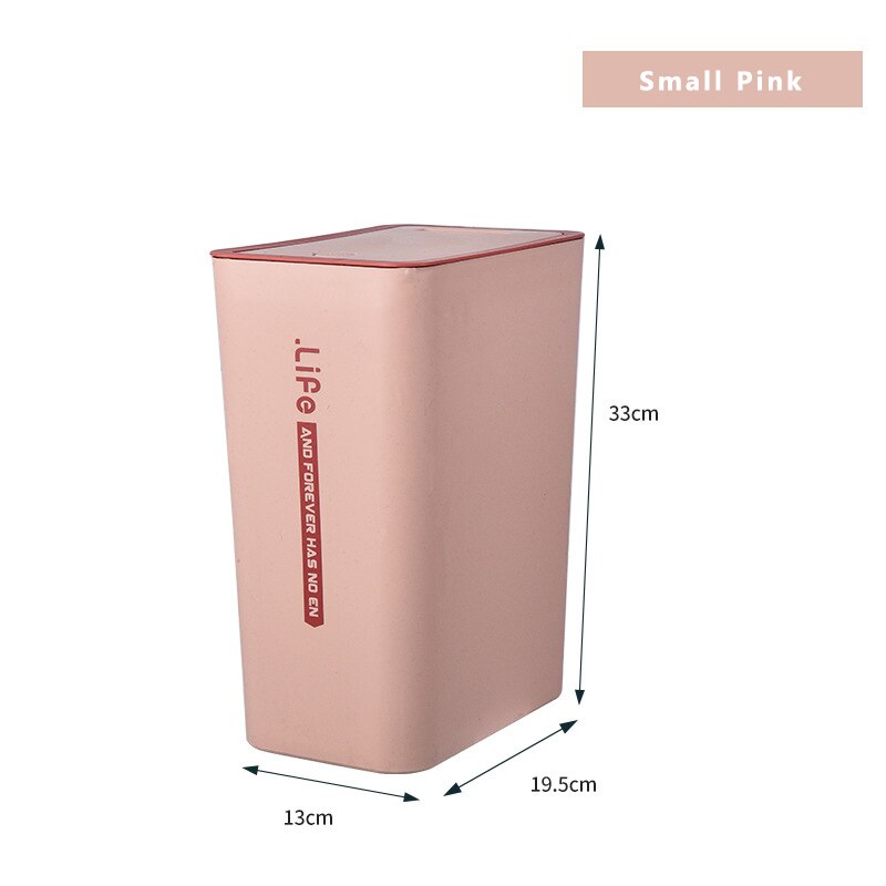 10/15L Nordic Press Waste Bin With Lid Kitchen Recycling Bins Bedroom Thickened Plastic Classification Trash Can: Pink-S