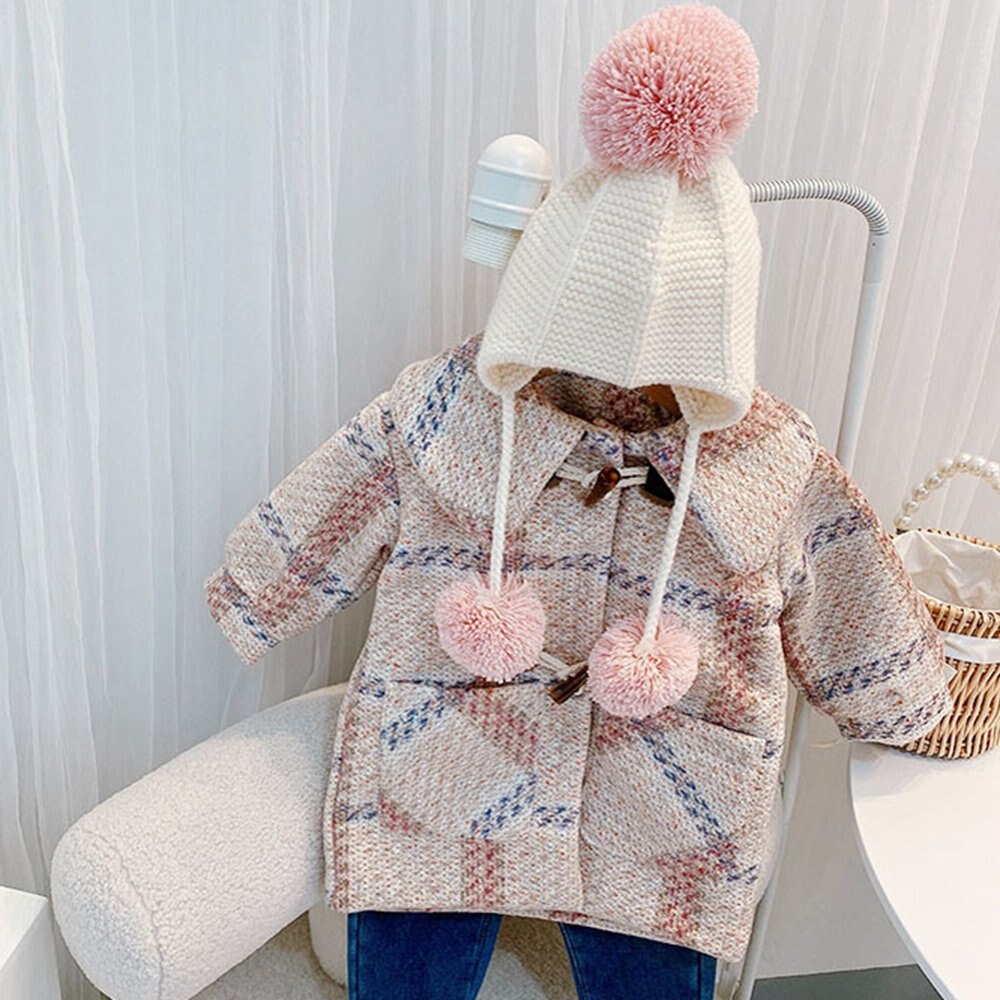 Moda ragazze cappotto Trench abiti invernali caldi bambini bambini dolce addensare velluto misto lana capispalla Casacos cappotti ADK860: Beige / 6T