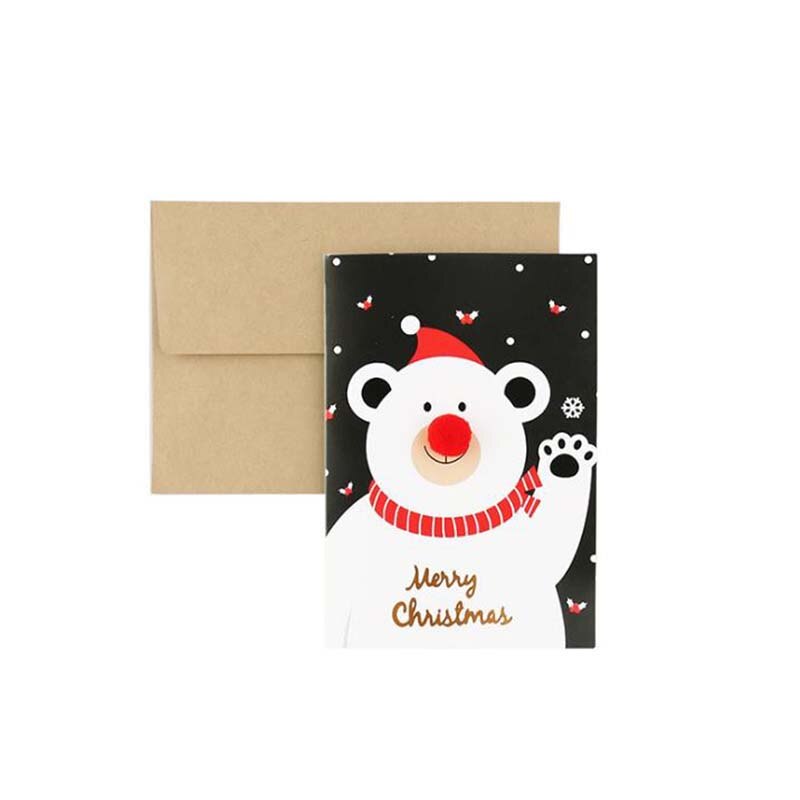 1pc dessin animé noël carte de voeux fête Invitation bricolage décoration carte noël bénédiction carte postale avec enveloppe: A