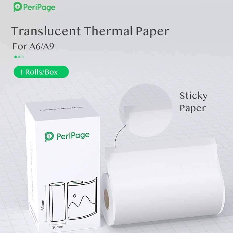 Peripage 56 x 30mm a6 termisk papir etiket papir klistermærke papir til termisk lomme mini printer  a6 a8 foto papeles termicos etikette: Gennemsigtigt papir