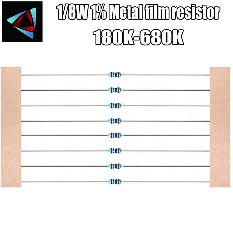 100 pièces 1/8W 1% résistance à la couche métallique 180K 200K 220K 240K 270K 300K 330K 360K 390K 430K 470K 510K 560K 620K 680K ohm