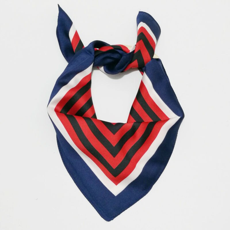100%  naturlig siden halsduk kvinnor färgglada regnbåge randig arbetsklänning flygvärdinna scarf