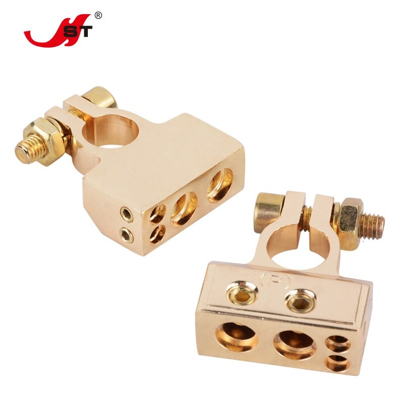 2 Pcs Gold Plated Battery Terminal Connectors 0/2/4/8/10 Gauge Positive Negative Auto Car Marine Battery Terminal Connectors