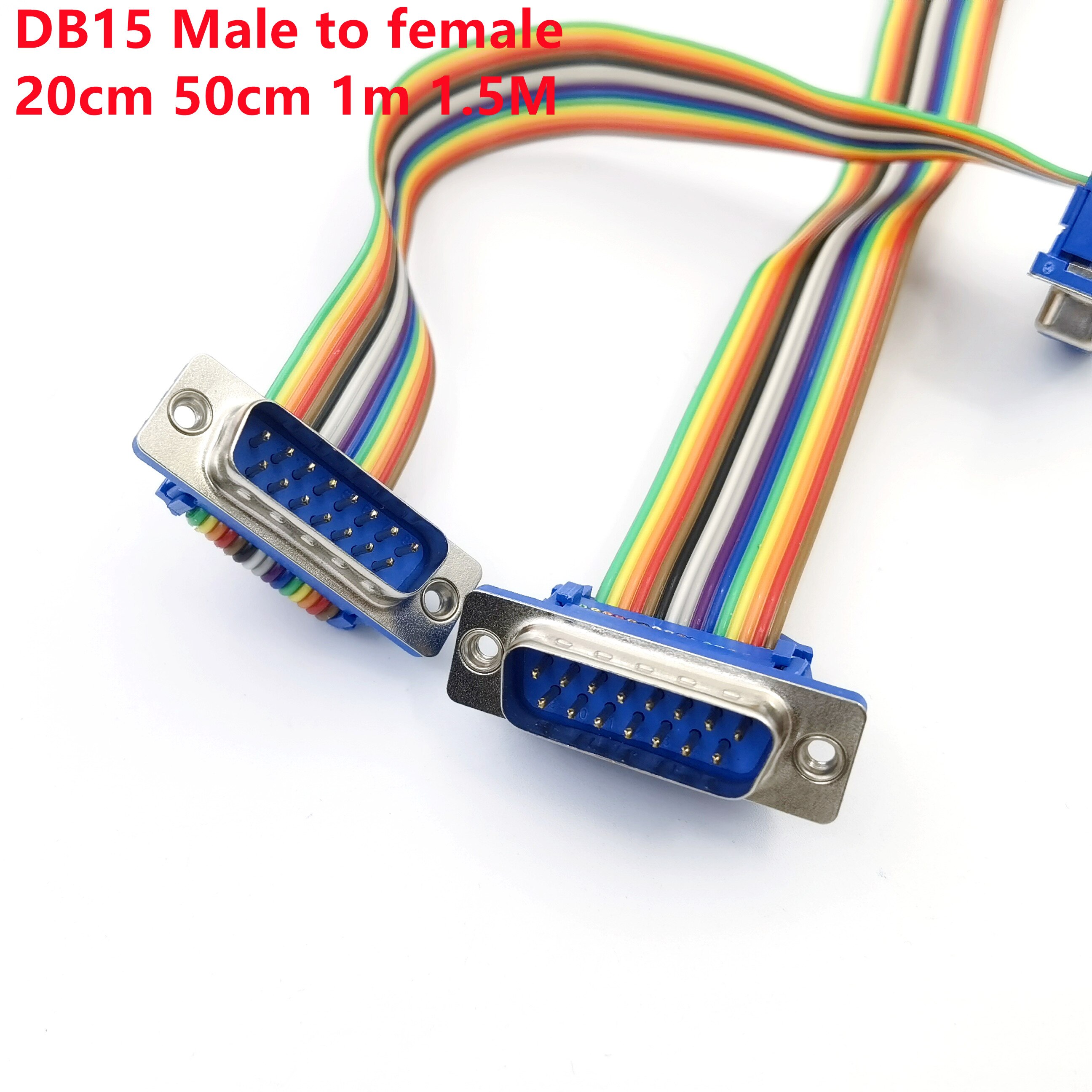 Connecteur de câble DB15 mâle à femelle/mâle à mâle/femelle/femelle, câble d&#39;extension de port série d-sub, 1 pièce, 20CM 50CM 1M: 1M / Male to male