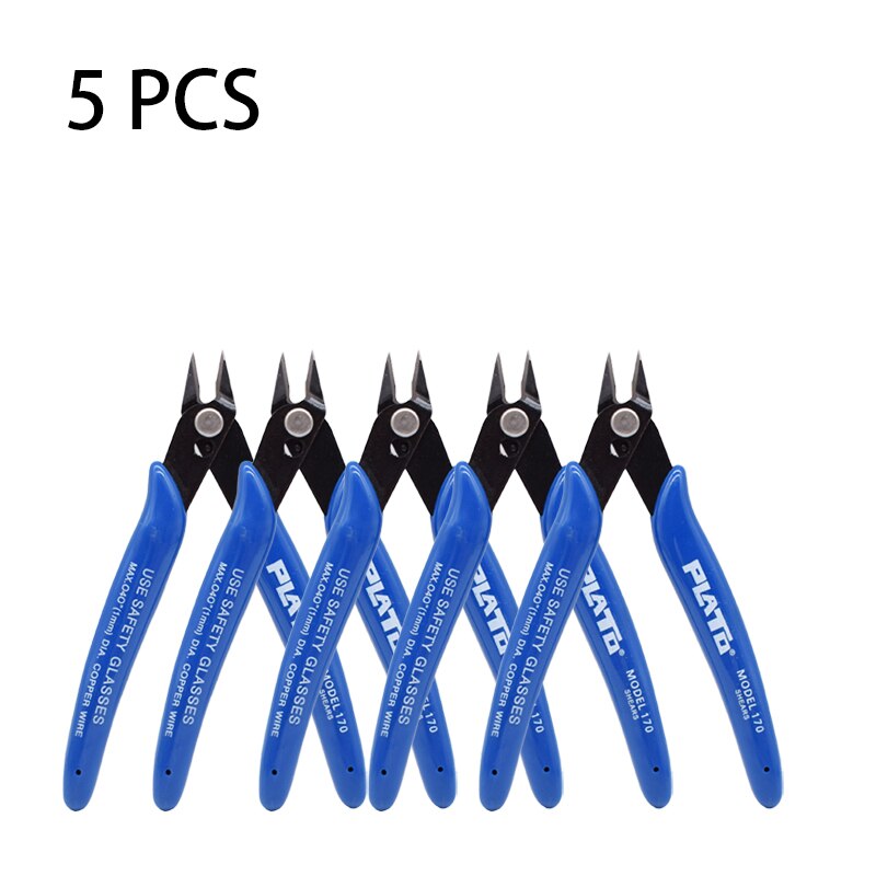 Pliers Wire Cutters DIY Diagonal Pliers Plato Multitool Electrical Wire Cable Cutters Insulating Rubber Handle Hand Tools: Dark Blue 5 Pcs