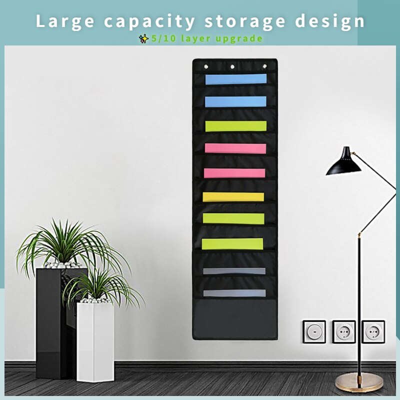 Document Hanging Storage Bag Oxford Cloth Storage Pocket Chart Hanging File Folding Holder Cascading Fabric Organizer For Office