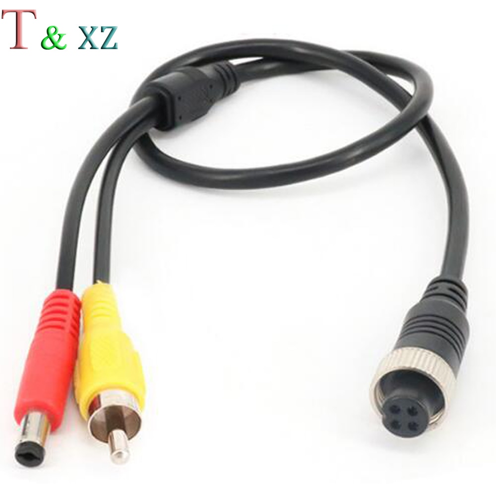 4-Pin Aviation Female to RCA Male &amp; DC Jack Male CCTV Vehicle Cam Adapter Cable Audio Camera cable 50 cm