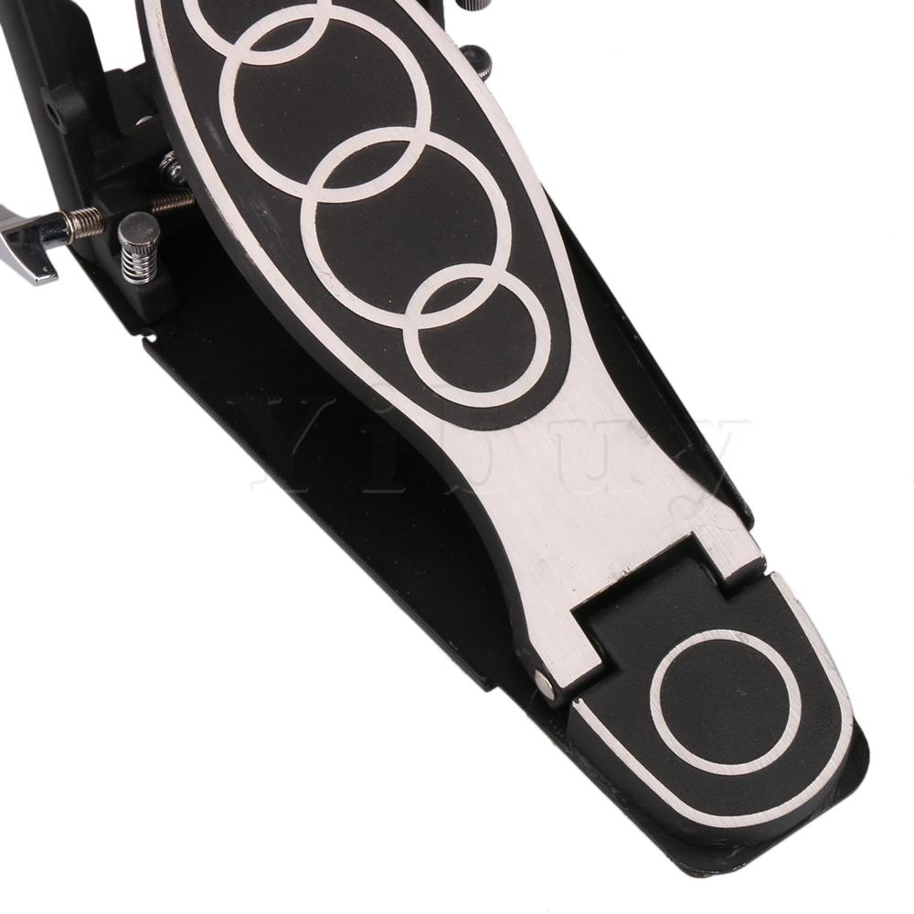 Yibuy Dual Chains Drum Kick Pedal Bass Drum Pedal with a Beater Black Silver